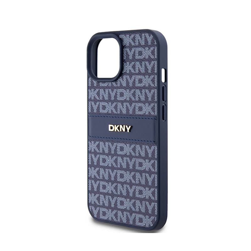 DKNY Leather Mono Stripe & Metal Logo - Case for iPhone 15 / 14 / 13 (blue) 6