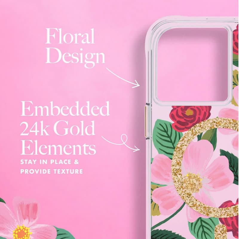 Rifle Paper Clear MagSafe - Case decorated in gold for iPhone 14 / iPhone 13 (Rose Garden) 7
