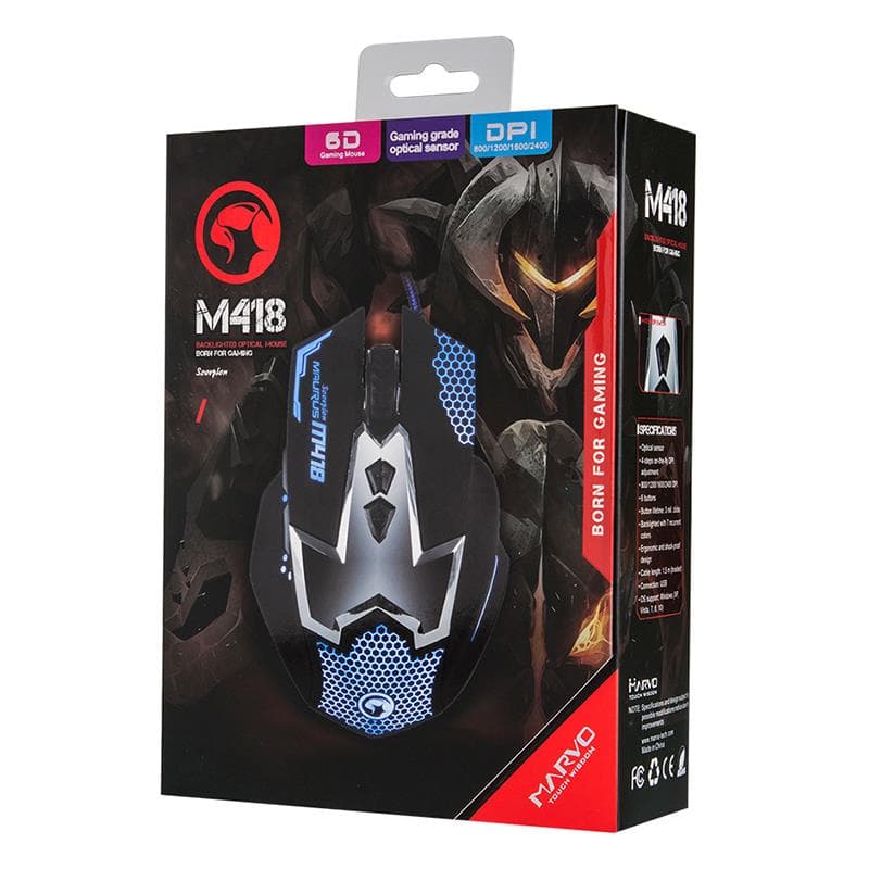 Marvo M418 - Gaming Optical Mouse 2400 DPI (Black) 5