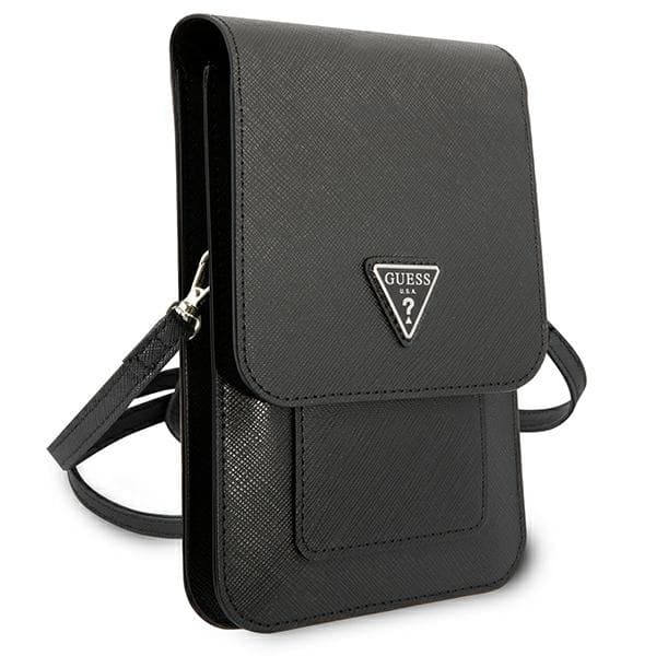 Guess Wallet Saffiano Triangle Logo Phone Bag (Black) 3