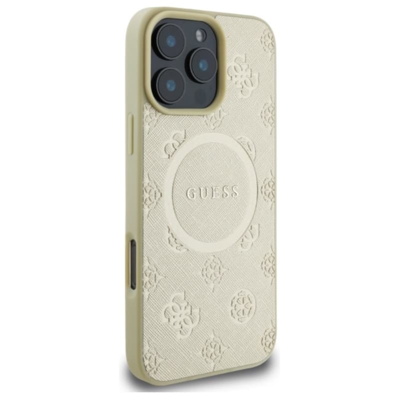 Guess Saffiano Peony Classic Logo MagSafe - Case for iPhone 16 Pro Max (gold) 4