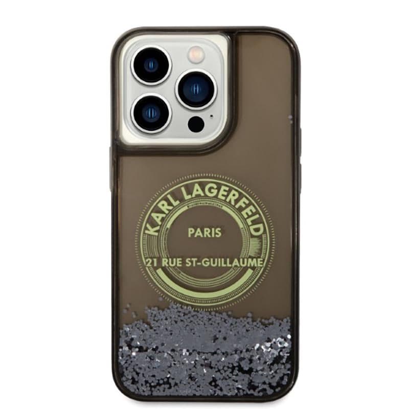 Karl Lagerfeld Liquid Glitter Round RSG Logo Case - Case for iPhone 14 Pro (Black) 2