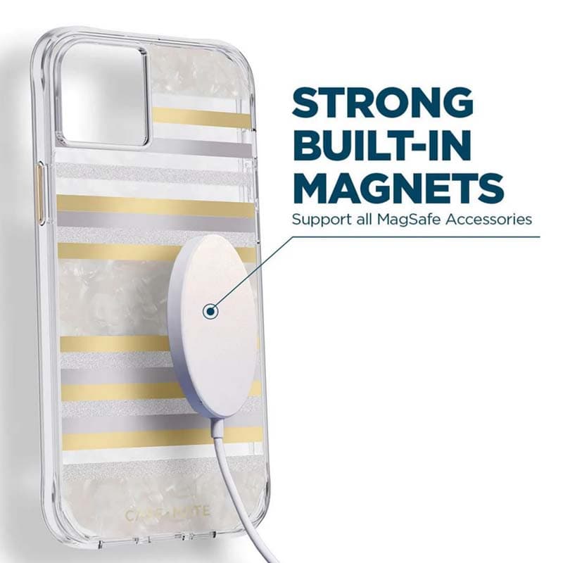Case-Mate Pearl Stripes MagSafe - Case decorated with mother-of-pearl for iPhone 14 Plus (Pearl Stripes) 7