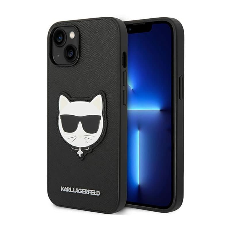 Karl Lagerfeld Saffiano Choupette Head Patch Case - Case for iPhone 14 Plus (Black) 1