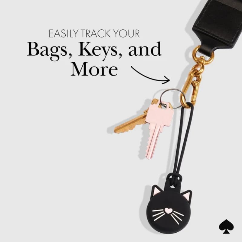 Kate Spade New York Holder - Protective Case Keychain for Apple AirTag 1 / 2 (Black Cat) 5