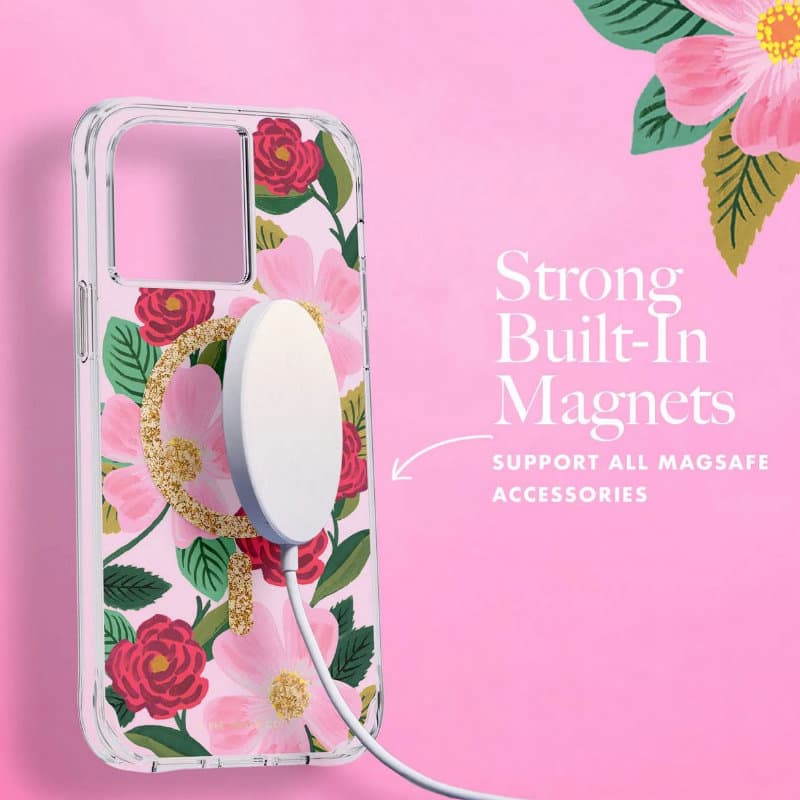 Rifle Paper Clear MagSafe - Case decorated in gold for iPhone 14 / iPhone 13 (Rose Garden) 8