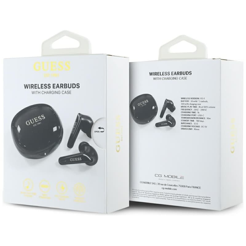 Guess Flat Classic Logo Electroplated - TWS Earbuds + Charging Case (black) 6