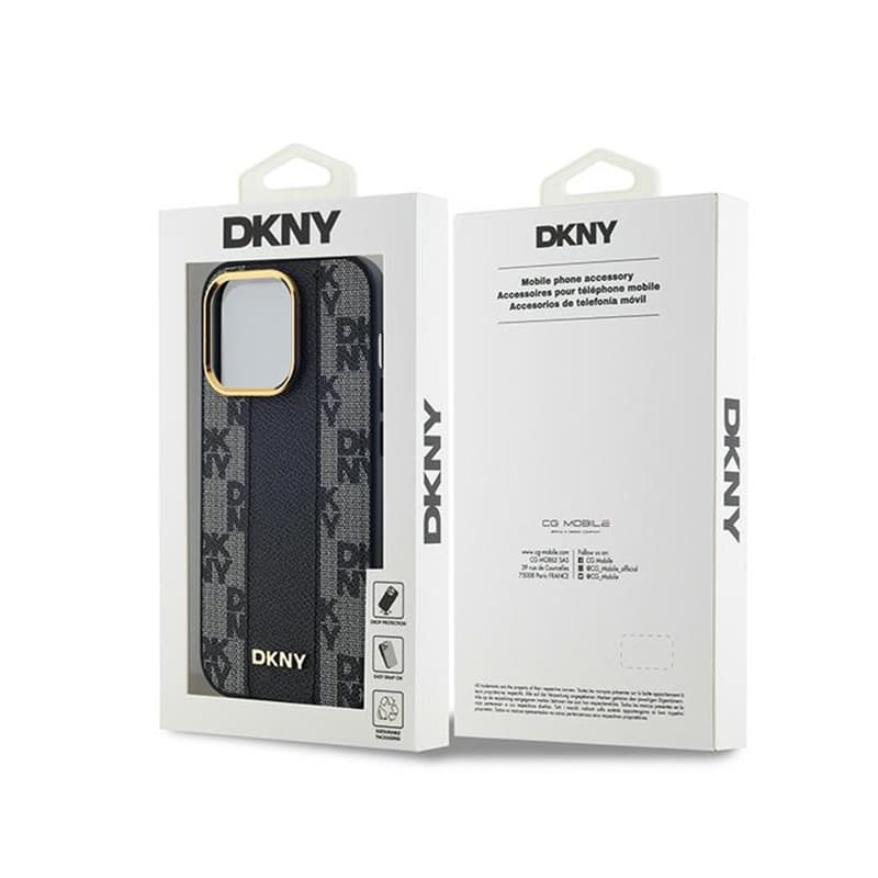 DKNY Leather Checkered Mono Pattern MagSafe - Case for iPhone 14 Pro Max (Black) 8