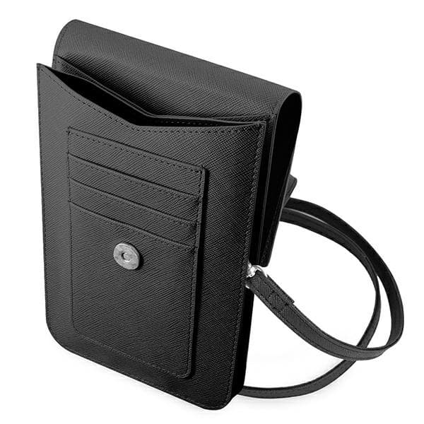 Guess Wallet Saffiano Triangle Logo Phone Bag (Black) 4