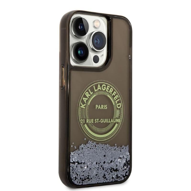 Karl Lagerfeld Liquid Glitter Round RSG Logo Case - Case for iPhone 14 Pro (Black) 3