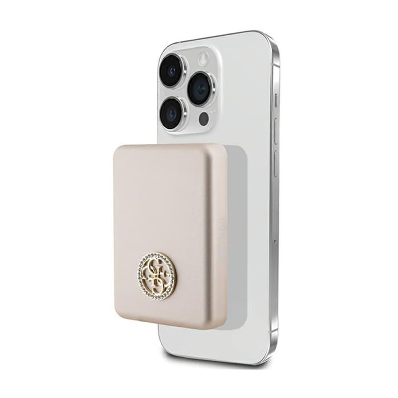 Guess 4G Strassed Metal Logo MagSafe - Power Bank inductive 5000 mAh 15W MagSafe (gold) 1