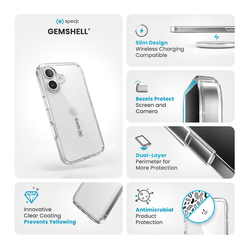 Speck Gemshell - iPhone 16 Case (Clear) 6