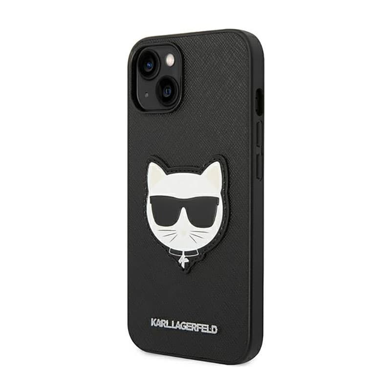 Karl Lagerfeld Saffiano Choupette Head Patch Case - Case for iPhone 14 Plus (Black) 2