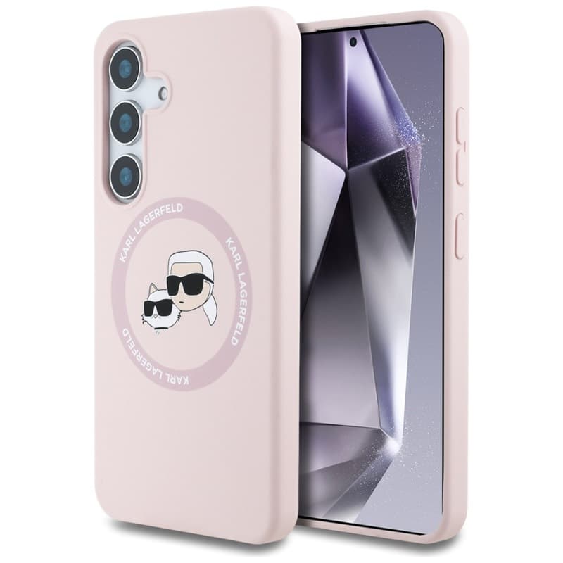 Karl Lagerfeld Silicone Double Heads And Circle MagSafe - Case for Samsung Galaxy S25+ (Pink)