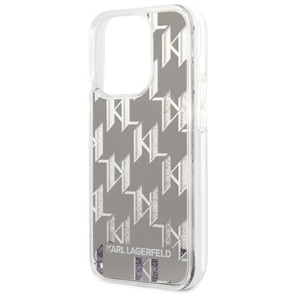 Karl Lagerfeld Monogram Liquid Glitter - Case for iPhone 14 Pro (Silver) 6