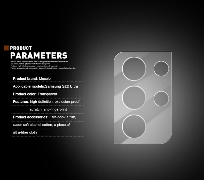 Mocolo Silk Camera Lens Glass - Protective Glass for Samsung Galaxy S22 Ultra camera lens 8