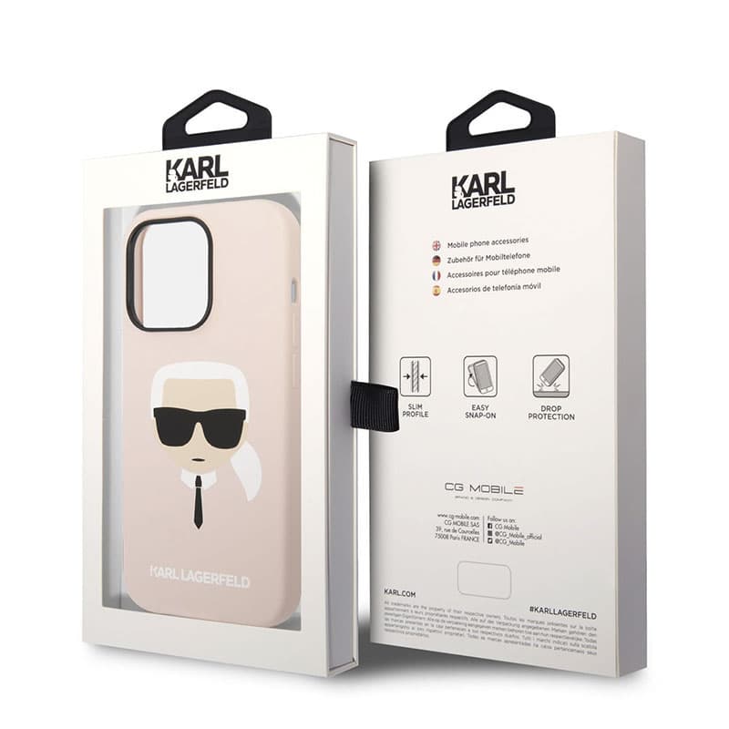 Karl Lagerfeld Silicone Ikonik Karl's Head MagSafe - Case for iPhone 14 Pro (Pink) 6