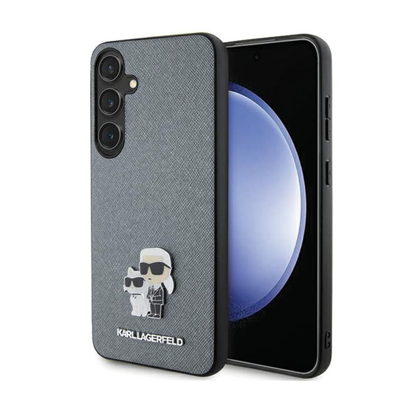 Karl Lagerfeld Saffiano Karl & Choupette Metal Pin - Samsung Galaxy S24 Case (grey) 1