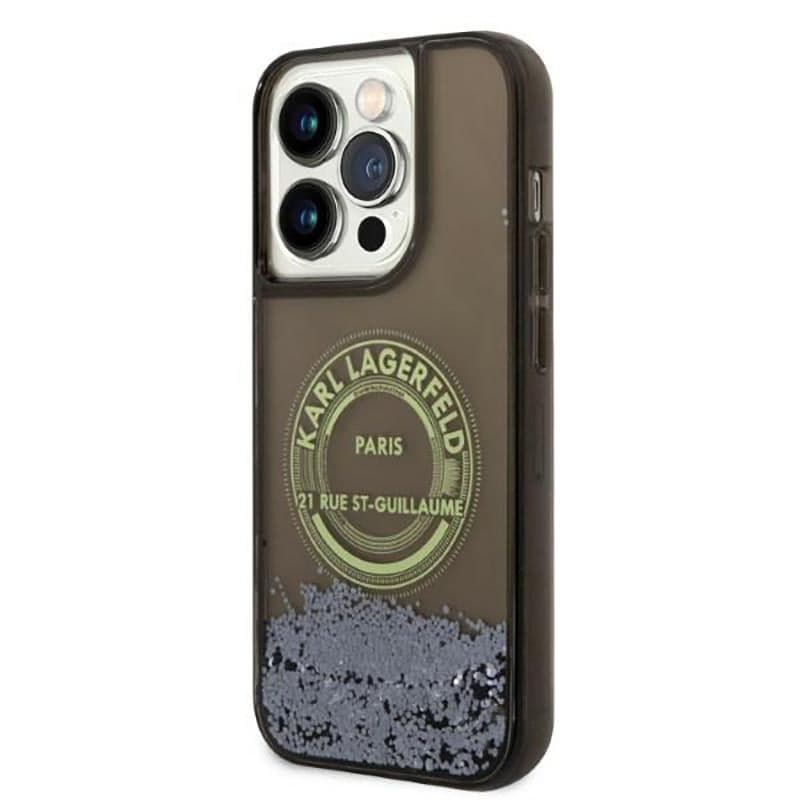Karl Lagerfeld Liquid Glitter Round RSG Logo Case - Case for iPhone 14 Pro (Black) 4