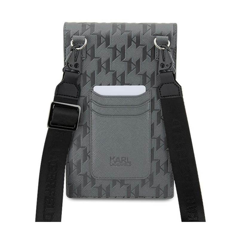 Karl Lagerfeld Saffiano Monogram Ikonik - Phone crossbody Bag (silver) 5