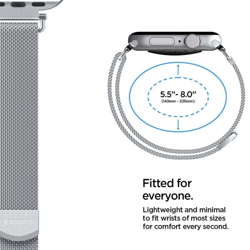 Spigen WBM4 - Stainless Steel Band for Apple Watch 40/41/42 mm (Silver) 5