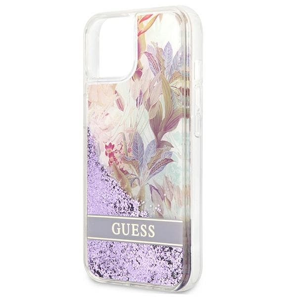 Guess Liquid Glitter Flower – Cover for iPhone 13 mini (Purple) 6