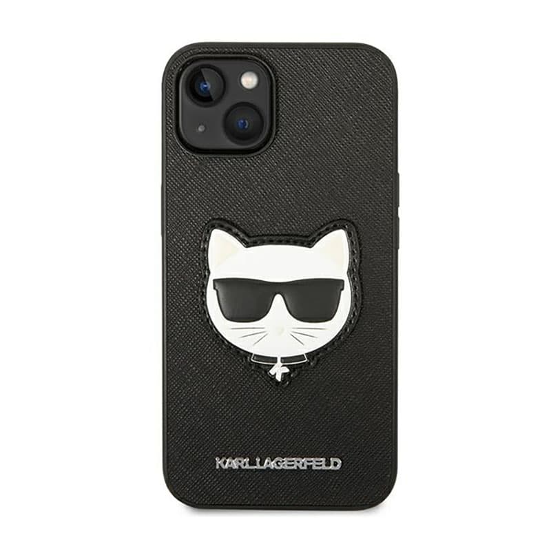 Karl Lagerfeld Saffiano Choupette Head Patch Case - Case for iPhone 14 Plus (Black) 3