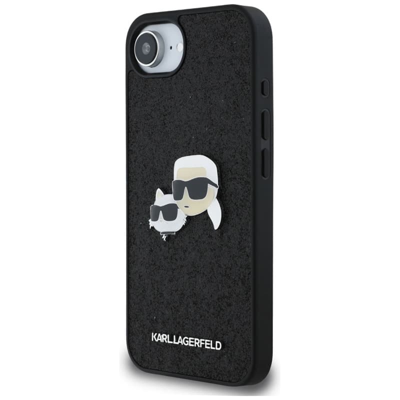 Karl Lagerfeld Fixed Glitter Karl & Choupette Heads Metal Pin - Case for iPhone 16e (black) 2