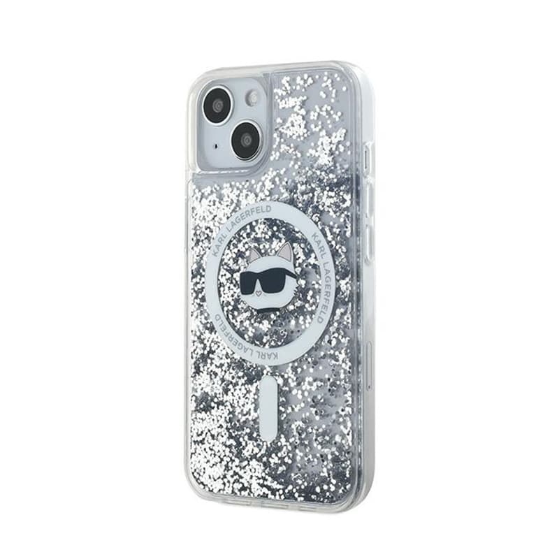 Karl Lagerfeld Liquid Glitter Choupette Head MagSafe - iPhone 14 / 15 / 13 Case (Transparent) 2