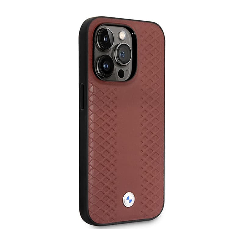 BMW Leather Diamond Pattern - Case for iPhone 14 Pro Max (Burgundian) 4