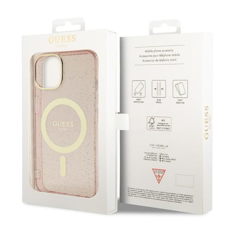 Guess Glitter Gold MagSafe - Case for iPhone 14 Plus (Pink) 8