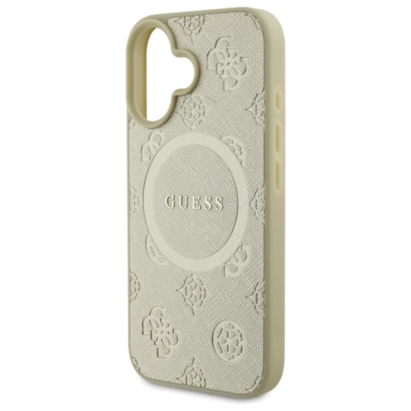 Guess Saffiano Peony Classic Logo MagSafe - Case for iPhone 16 (gold) 6