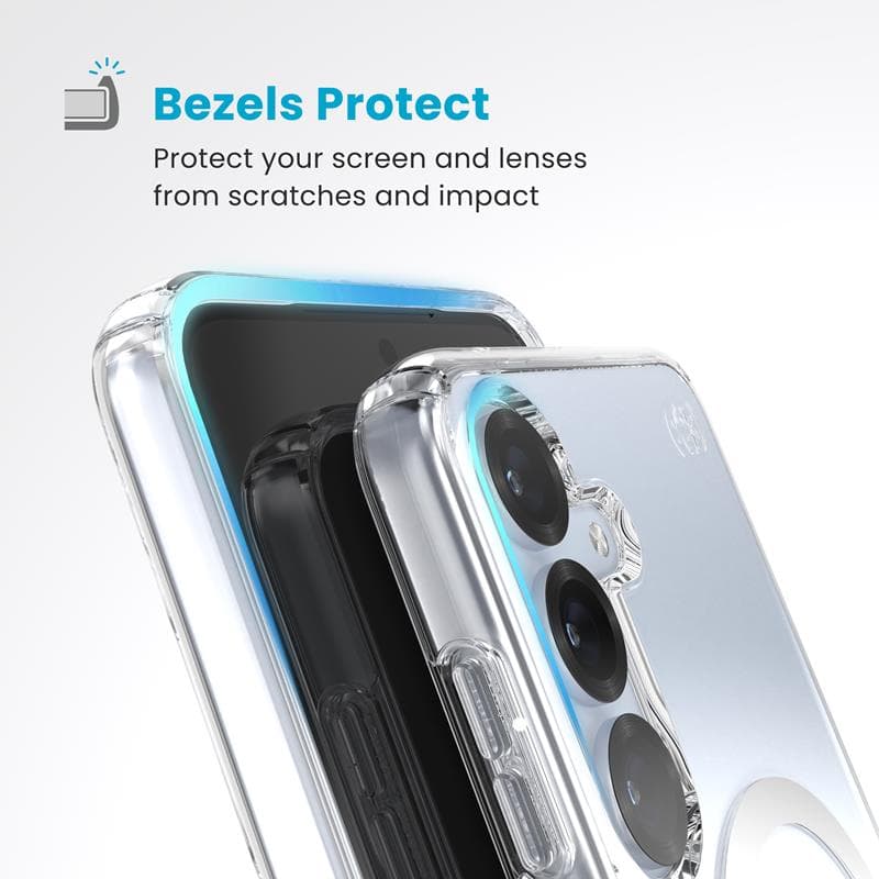 Speck Presidio Perfect-Clear Magnet - Samsung Galaxy S25+ / S24+ MagSafe Case (Clear / Chrome Finish / Serene Silver) 5