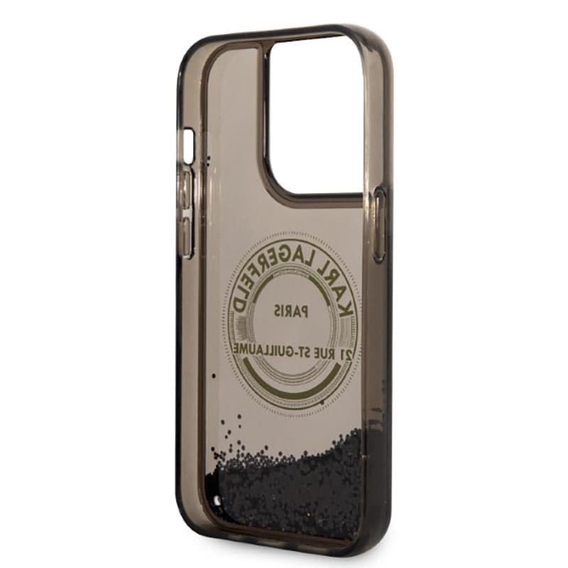 Karl Lagerfeld Liquid Glitter Round RSG Logo Case - Case for iPhone 14 Pro (Black) 5