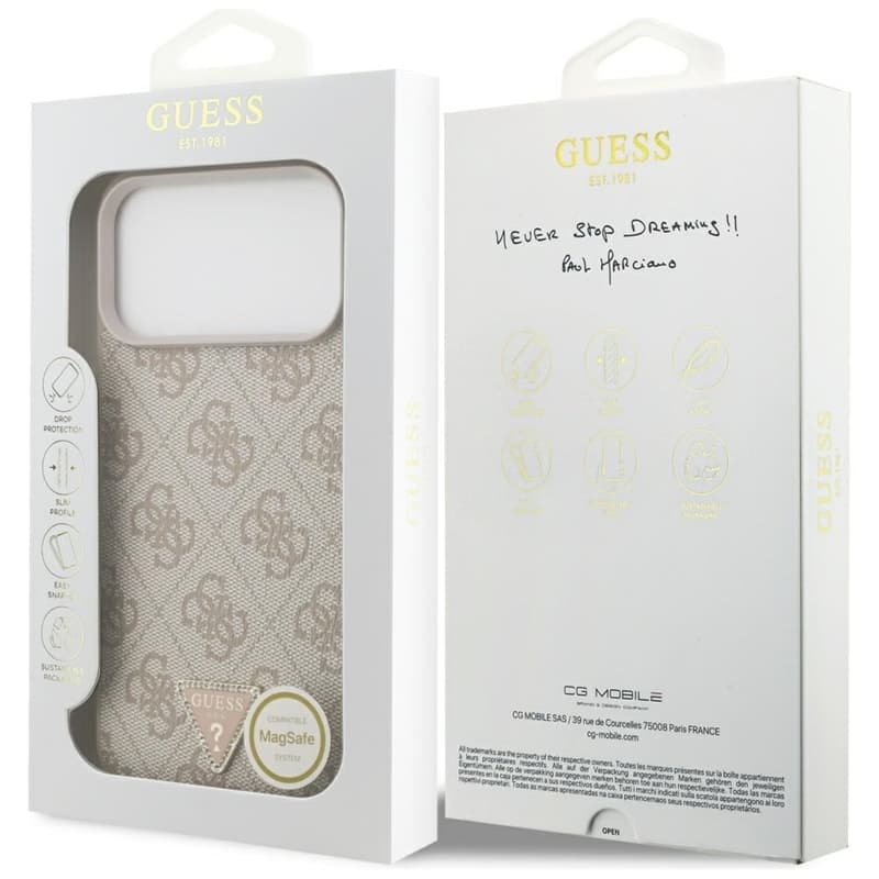Guess Leather 4G Triangle Strass MagSafe - Case iPhone 17 Pro Max (pink) 8