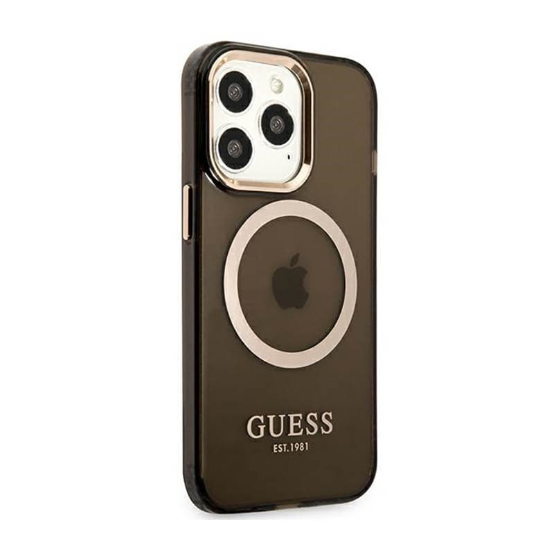Guess Gold Outline Translucent MagSafe - Case for iPhone 13 Pro Max (Black) 4