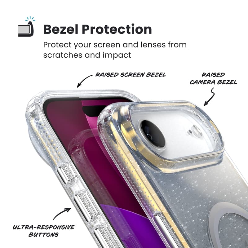 Speck Presidio Lux MagSafe - iPhone Air Case (Hyper Mirror Glitter / Silver Metallic) 4