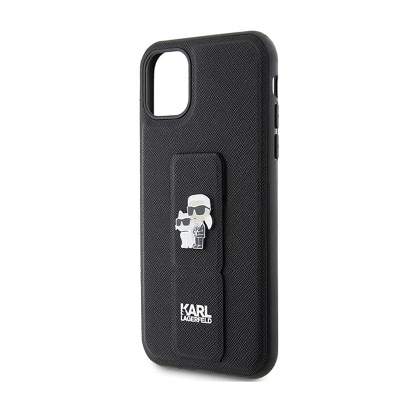 Karl Lagerfeld Gripstand Saffiano Karl & Choupette Pins - iPhone 11 Case (black) 6
