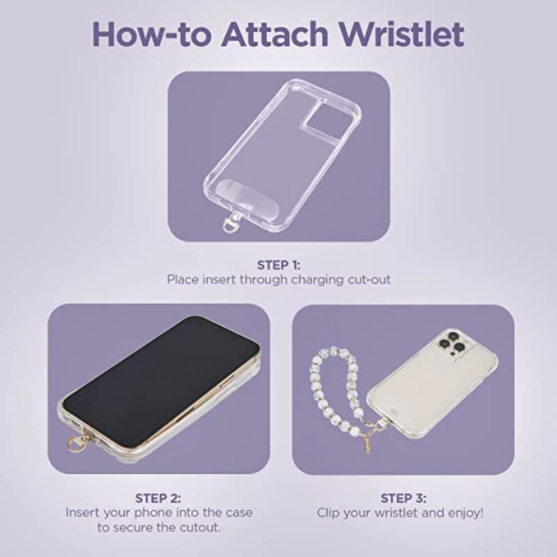 Case-Mate Beaded Phone Wristlet - Universal phone lanyard (White Marble) 6