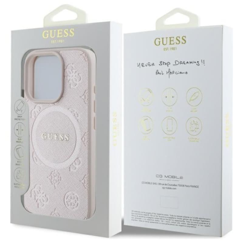 Guess Saffiano Peony Classic Logo MagSafe - Case for iPhone 16 Pro Max (pink) 8