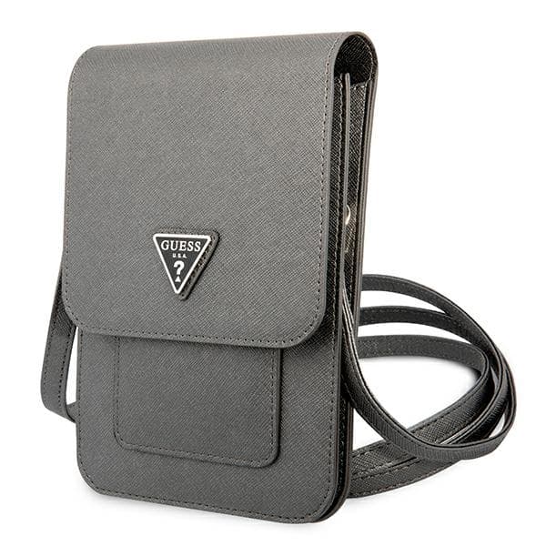 Guess Wallet Saffiano Triangle Logo Phone Bag (Grey) 1