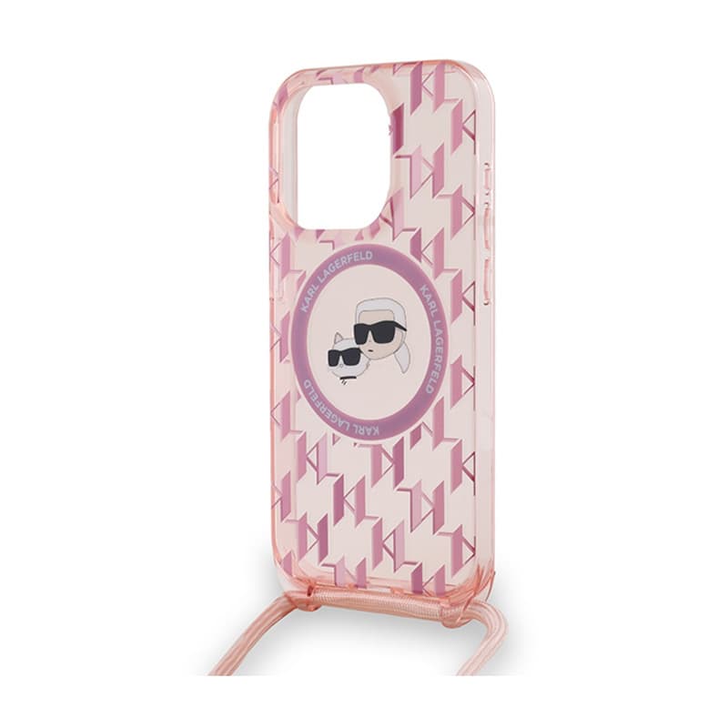 Karl Lagerfeld IML Crossbody Monogram Karl & Choupette Head MagSafe - Case for iPhone 15 Pro (Pink) 5