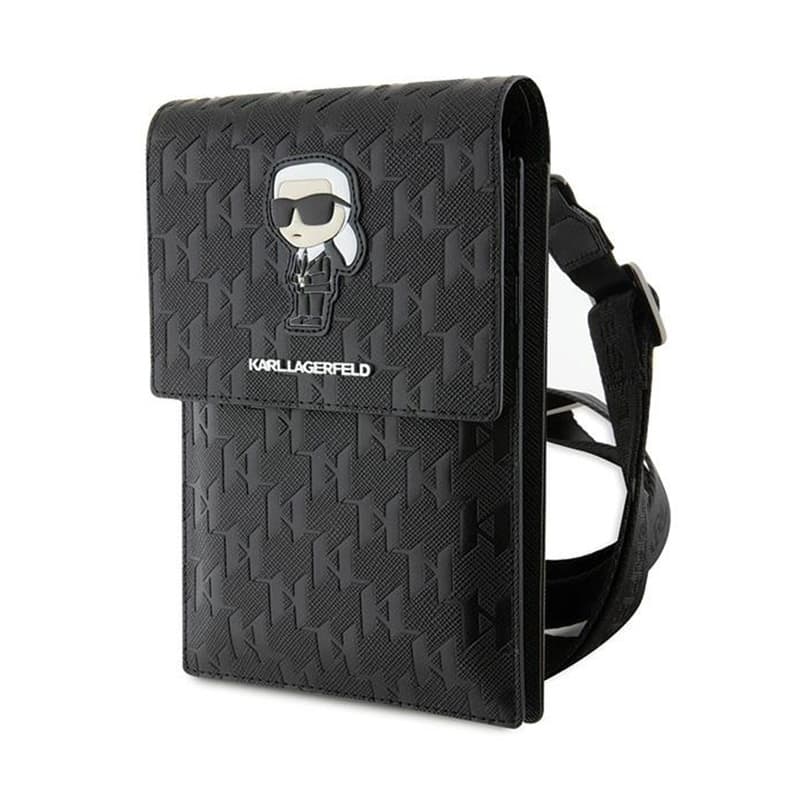 Karl Lagerfeld Saffiano Monogram Ikonik - Phone crossbody bag (black)
