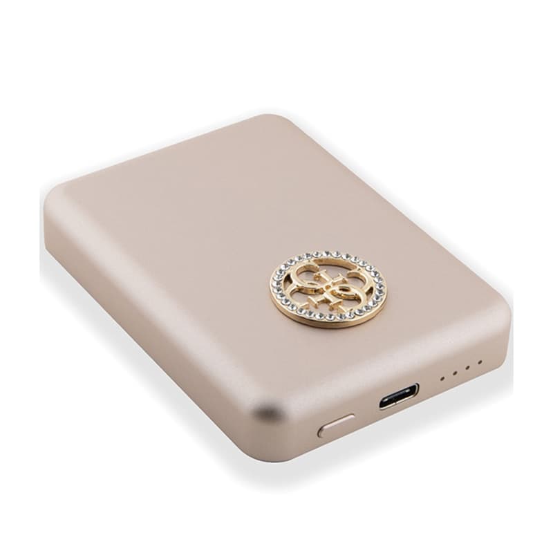 Guess 4G Strassed Metal Logo MagSafe - Power Bank inductive 5000 mAh 15W MagSafe (gold) 4