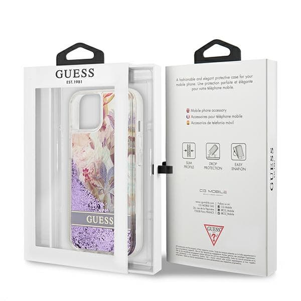 Guess Liquid Glitter Flower – Cover for iPhone 13 mini (Purple) 8