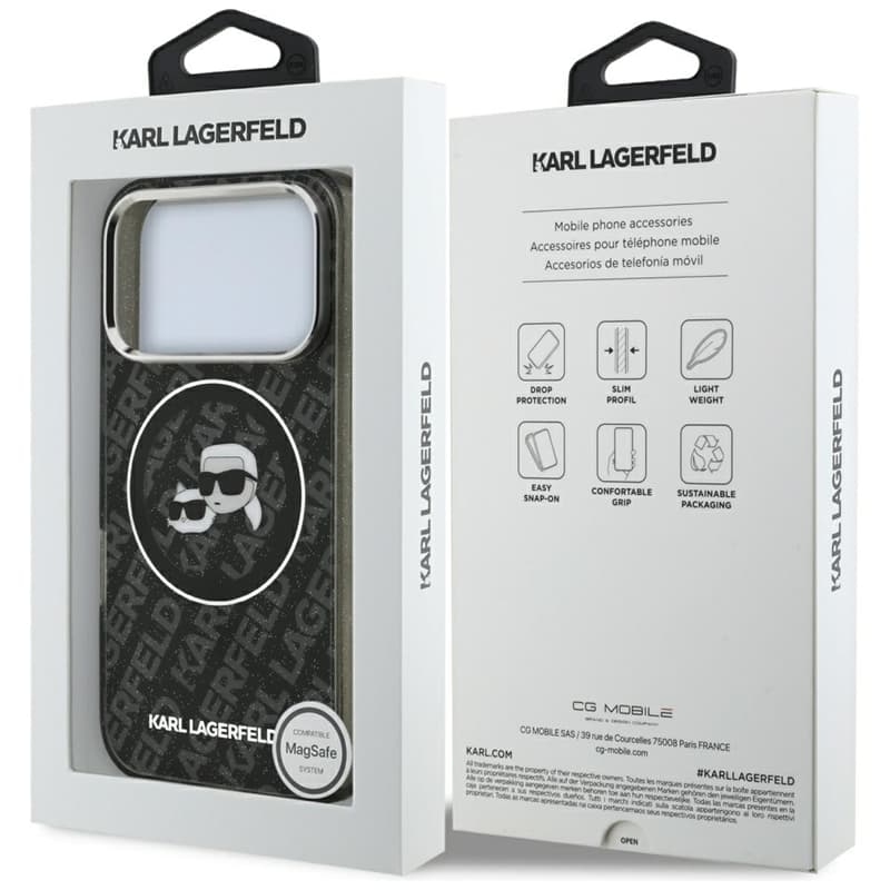 Karl Lagerfeld IML Glitter Karl & Choupette Heads Logo MagSafe - Case for iPhone 17 Pro (black) 8