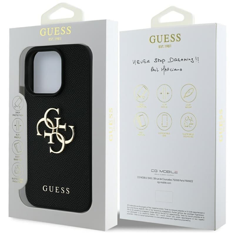Guess Grained Big 4G Logo Small Classic Logo - Case for iPhone 16 Pro Max (black) 8