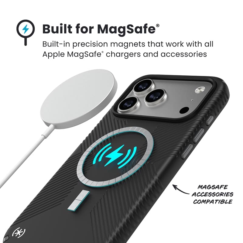 Speck Presidio2 Grip MagSafe - iPhone 17 Pro Max Case (Black / Slate Gray / White) 5