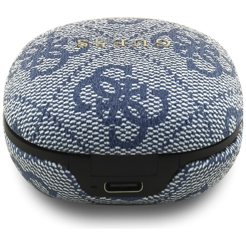 Guess 4G Classic Metal Logo - Bluetooth TWS ENC sluchátka + nabíjecí pouzdro (Modrá) 4