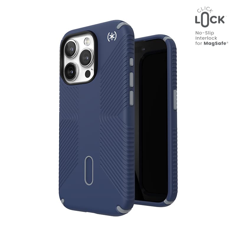 Speck Presidio2 Grip ClickLock & MagSafe - iPhone 15 Pro Case (Coastal Blue / Dust Gray)